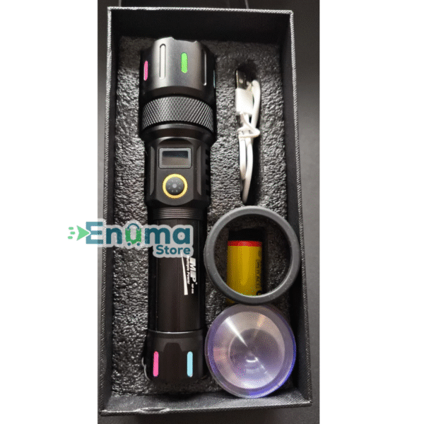 Linterna Tactica Con 5 Funciones, Rompe Vidrios Y Lentes Inercabiables Ref: MP-009